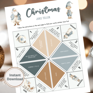 Make the holidays merry with this printable Christmas Joke Teller! Packed with silly Christmas jokes for kids and families. Perfect for parties, classroom fun, or Christmas Eve activities. Instant download and easy to fold!