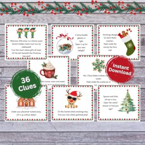 Printable Christmas Scavenger Hunt for kids! Fun rhyming clues to hide around your home for festive family holiday fun.