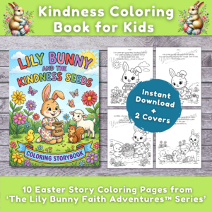A close-up of the cover of the Kindness Coloring Book for Kids.